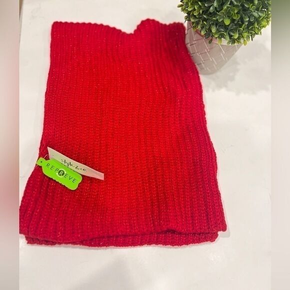 NWT Style & Co Solid black Ribbed Muffler Scarf red, women accessories - Picture 4 of 6